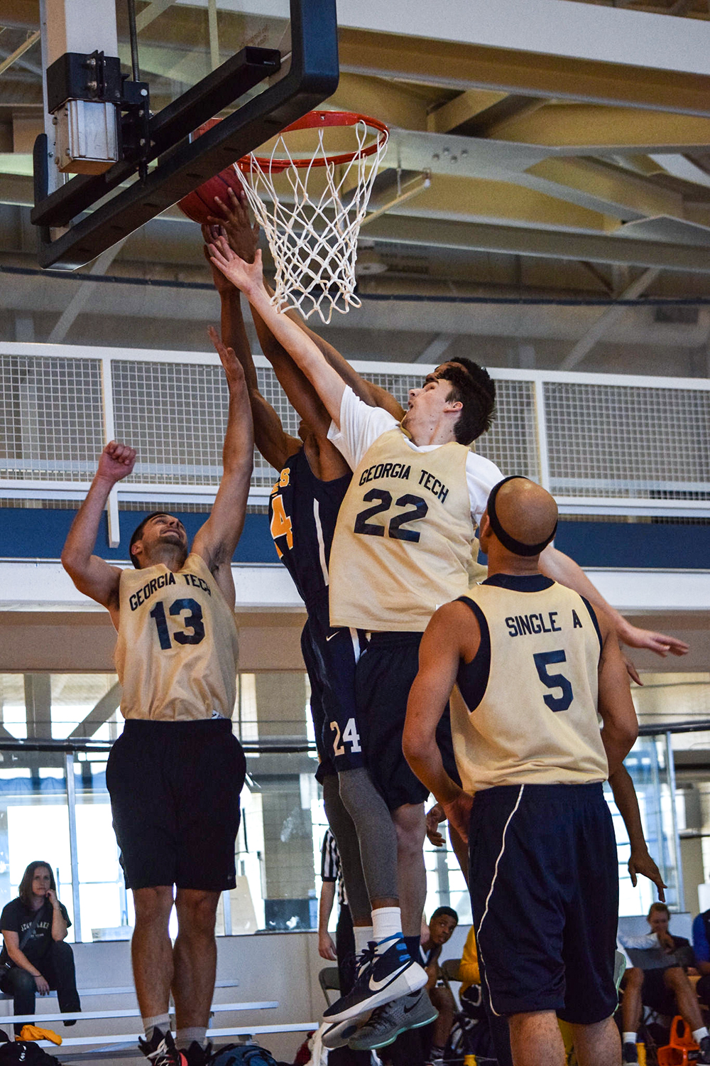 Members of the Georgia Tech men's All-Stars team play in the 2016 NIRSA Regional Basketball Championships at the CRC.