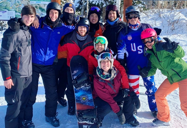 A group of people during a GT ski trip.